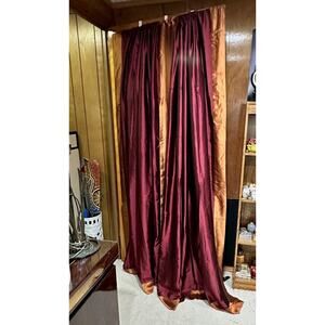 2 Vintage Silky Curtain Panels - 52" x 82" each